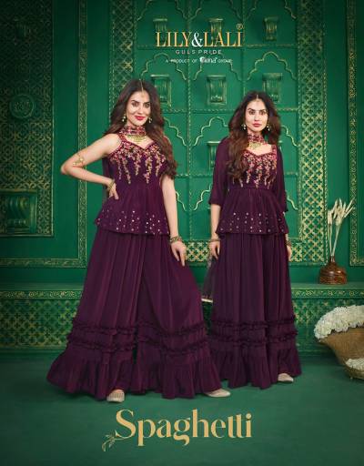 Spaghetti By Lilly & Lali Designer Festive Wear Top With Sharara And Ghaghra Collection